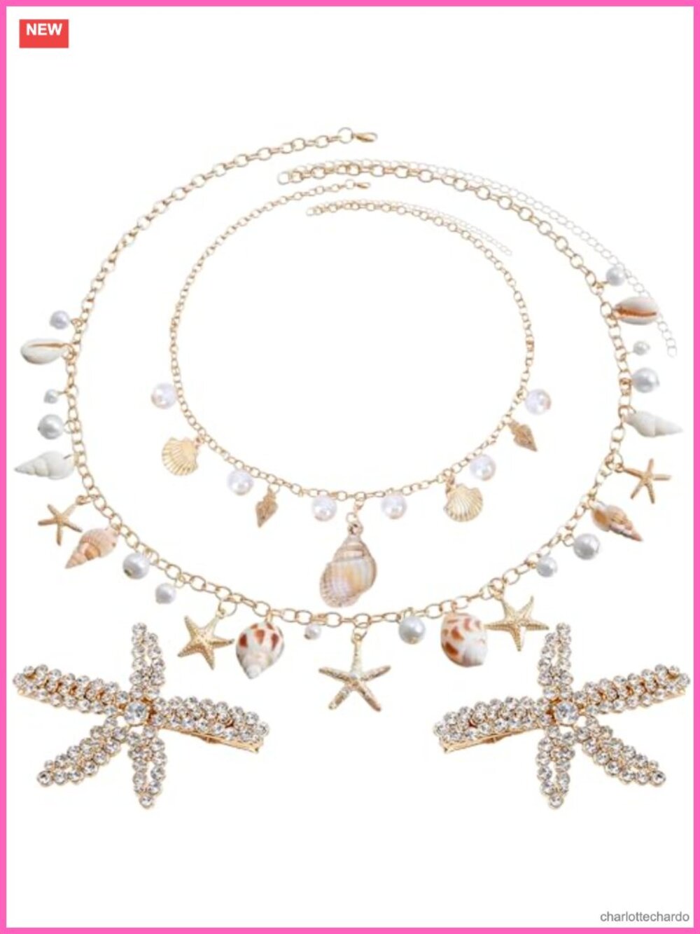 Mermaid Costume Jewelry Set Waist Chain Necklace Hairpins